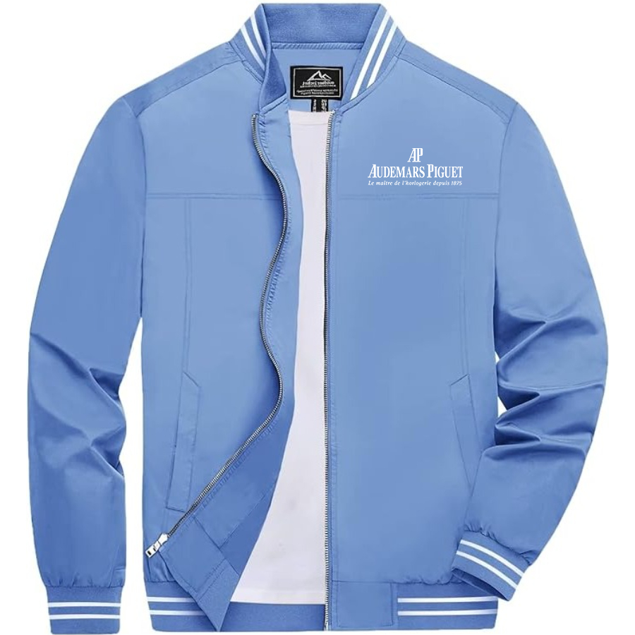 Men's Audemars-Piguet  Lightweight Zip-Up Bomber Jacket Ribbed Collar and Cuffs Outerwear